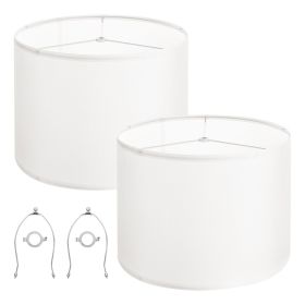 Drum Lamp Shade 2 Set 16 x 16 x 12 in Round Lampshade with Harp (Off-white)