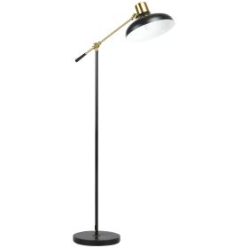 HOMCOM Floor Lamps for Living Room, Industrial Standing Lamp with Balance Arm, Adjustable Head, 31.5"x11.75"x65", Black
