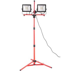 VEVOR LED Work Light with Stand, 10000 Lumen Dual-head LED Work Light with 27.6"-68.1" Adjustable and Foldable Tripod Stand