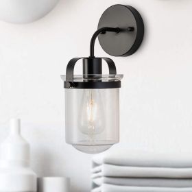 1-Light with Clear Glass Shade, Modern Sconce, Industrial Indoor Light Fixture for Bathroom Living Room Bedroom Over Kitchen Sink, E26 Socket