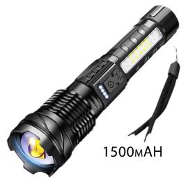 Tactical Flashlight - Military-Grade Aluminum Alloy & ABS, Zoomable Beam with 5 Modes for Camping, Hiking & Emergency Use (Battery capacity: 1500 mAh)