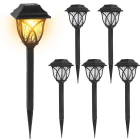 6Pack Solar Powered Stake Light Outdoor Decorative Landscape Lamp IP45 Waterproof Auto On Off Outdoor Light for Pathway Garden Yard Patio (Color: Black, size: One size)